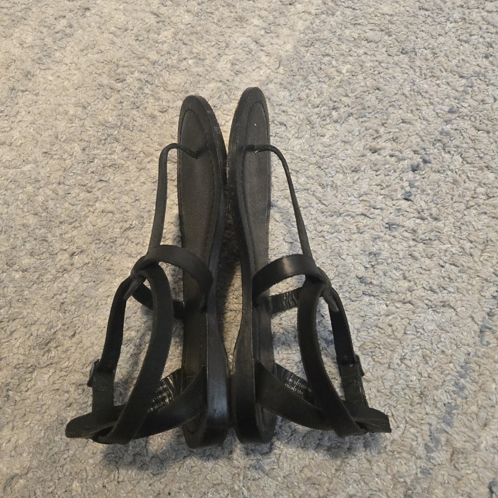 Frye Taylor Black Leather Ankle Strap Thong Sandals Gladiator Flats Size 9.5 - Picture 6 of 9